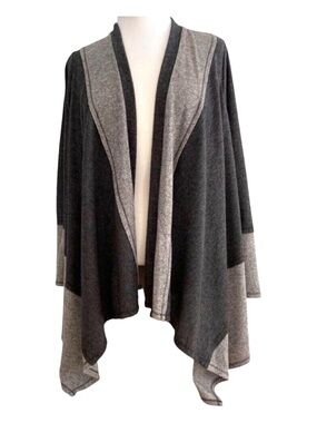 Ivy Womens Medium Colorblock duster wrap Cardigan dark grey silver Shawl medium